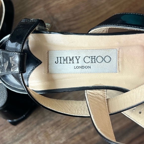 Jimmy Choo “Connor” Black Patent Leather Cross Strap Sandal. Made in Italy - Picture 9 of 10